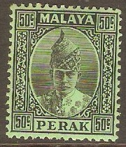 Perak 1938 50c Black on emerald. SG118. - Click Image to Close